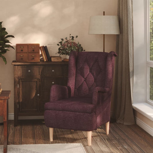 Sessel mit Beinen aus Massivem Kautschukholz Lila Stoff