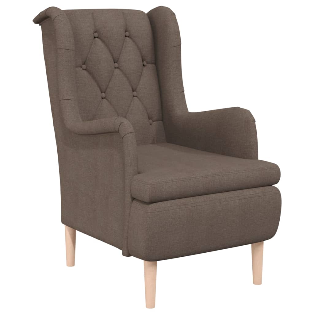 Sessel mit Beinen aus Massivem Kautschukholz Taupe Stoff