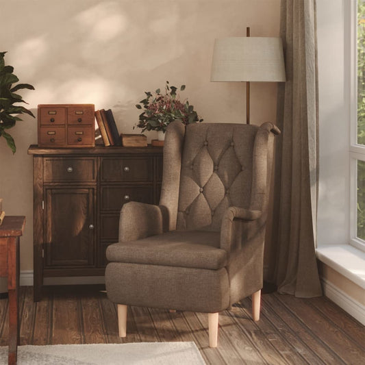 Sessel mit Beinen aus Massivem Kautschukholz Taupe Stoff