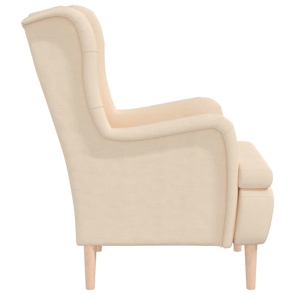 Sessel mit Beinen aus Massivem Kautschukholz Creme Stoff