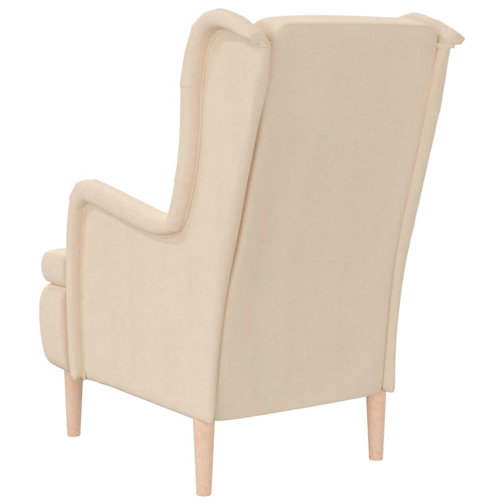 Sessel mit Beinen aus Massivem Kautschukholz Creme Stoff