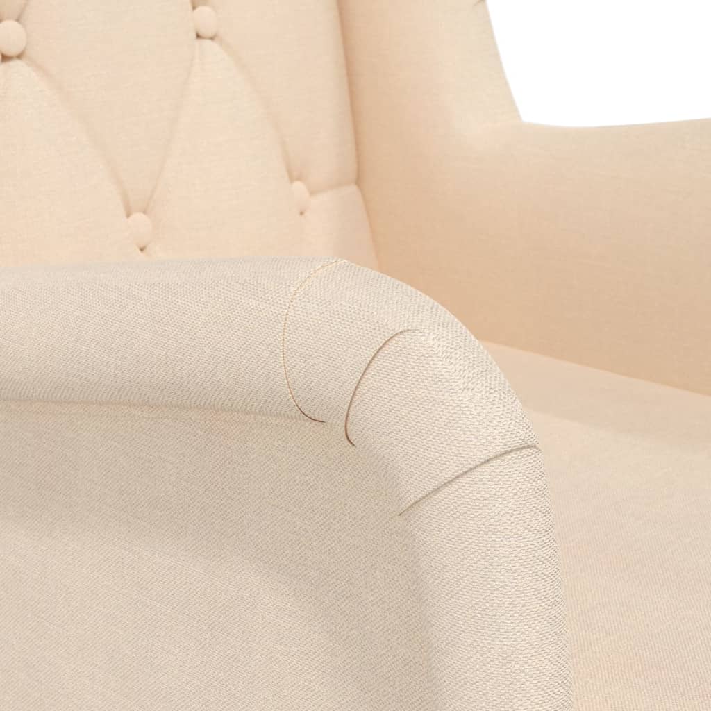 Sessel mit Beinen aus Massivem Kautschukholz Creme Stoff