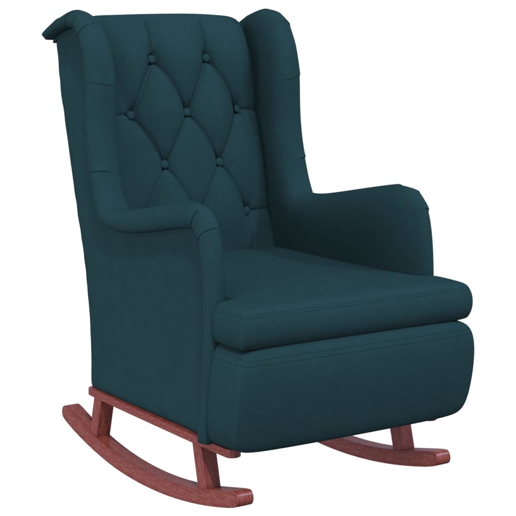 Schaukelsessel mit Kautschukholz-Beinen Blau Samt