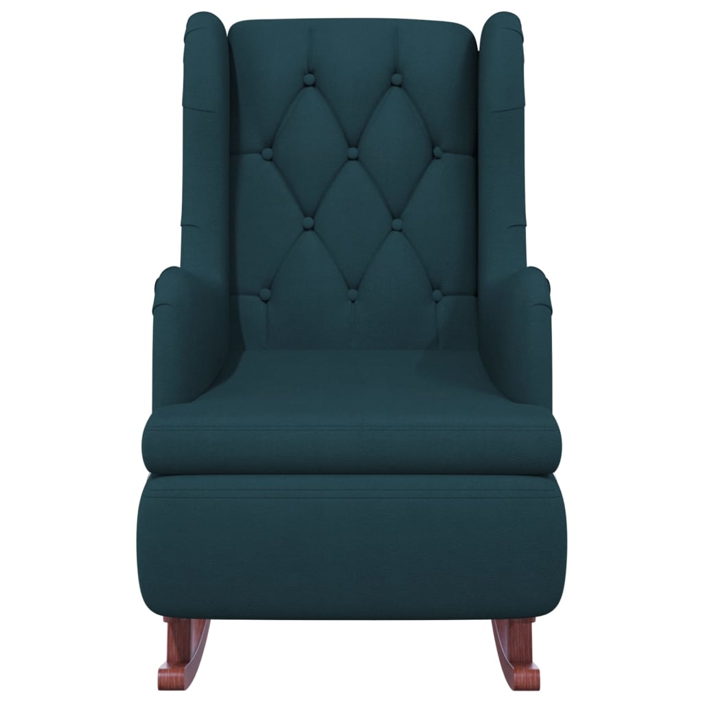 Schaukelsessel mit Kautschukholz-Beinen Blau Samt