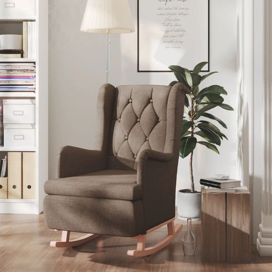 Schaukelsessel mit Kautschukholz-Beinen Taupe Stoff
