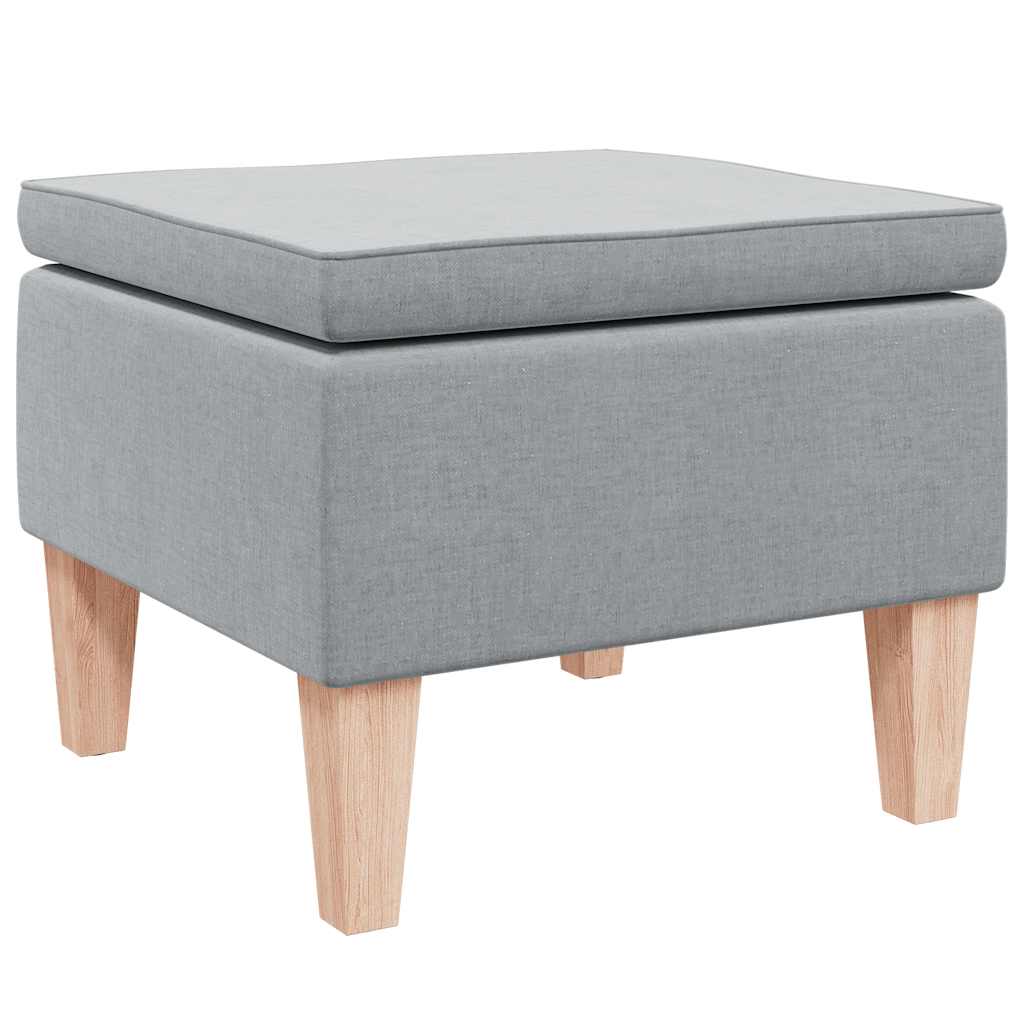 Hocker mit Holzbeinen Hellgrau Stoff