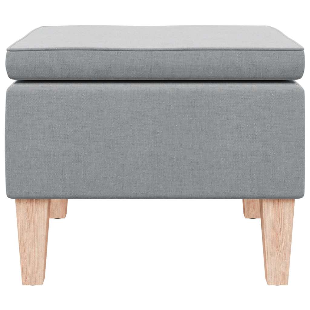 Hocker mit Holzbeinen Hellgrau Stoff