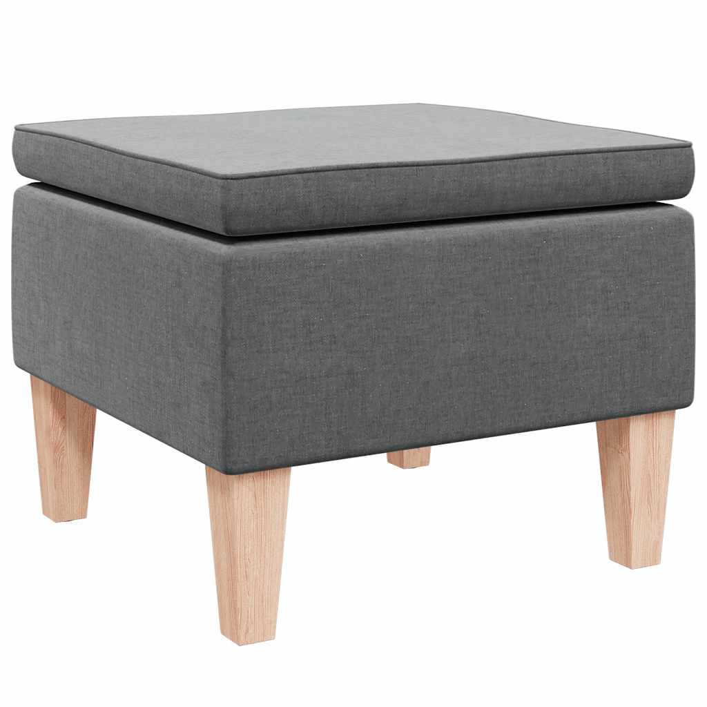 Hocker mit Holzbeinen Dunkelgrau Stoff