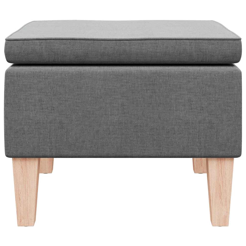 Hocker mit Holzbeinen Dunkelgrau Stoff