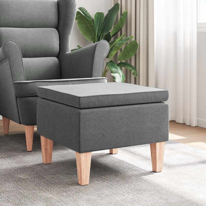 Hocker mit Holzbeinen Dunkelgrau Stoff