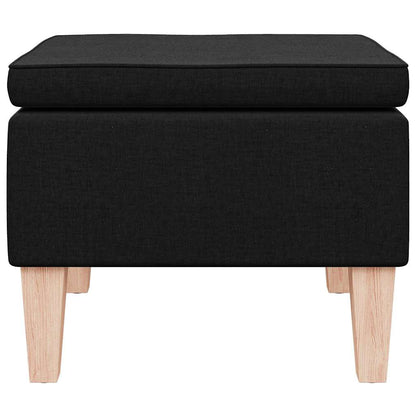 Hocker mit Holzbeinen Schwarz Stoff