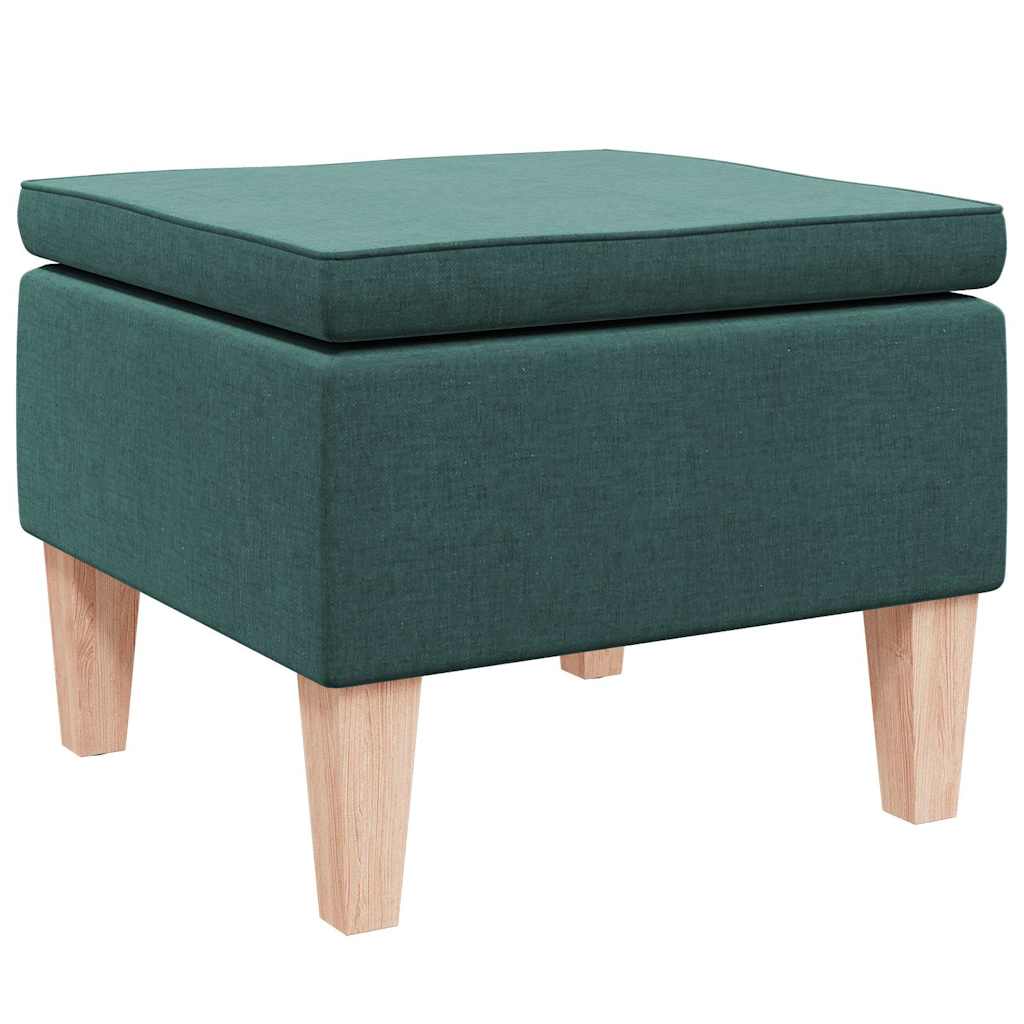Hocker mit Holzbeinen Dunkelgrün Stoff