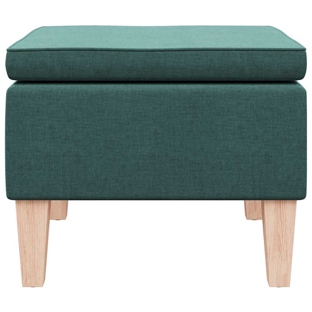 Hocker mit Holzbeinen Dunkelgrün Stoff