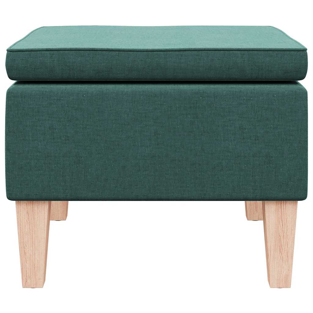 Hocker mit Holzbeinen Dunkelgrün Stoff