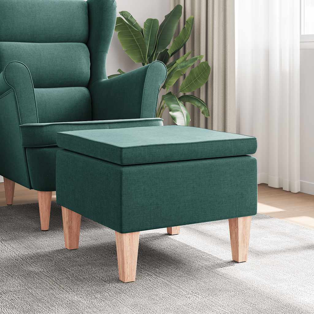 Hocker mit Holzbeinen Dunkelgrün Stoff