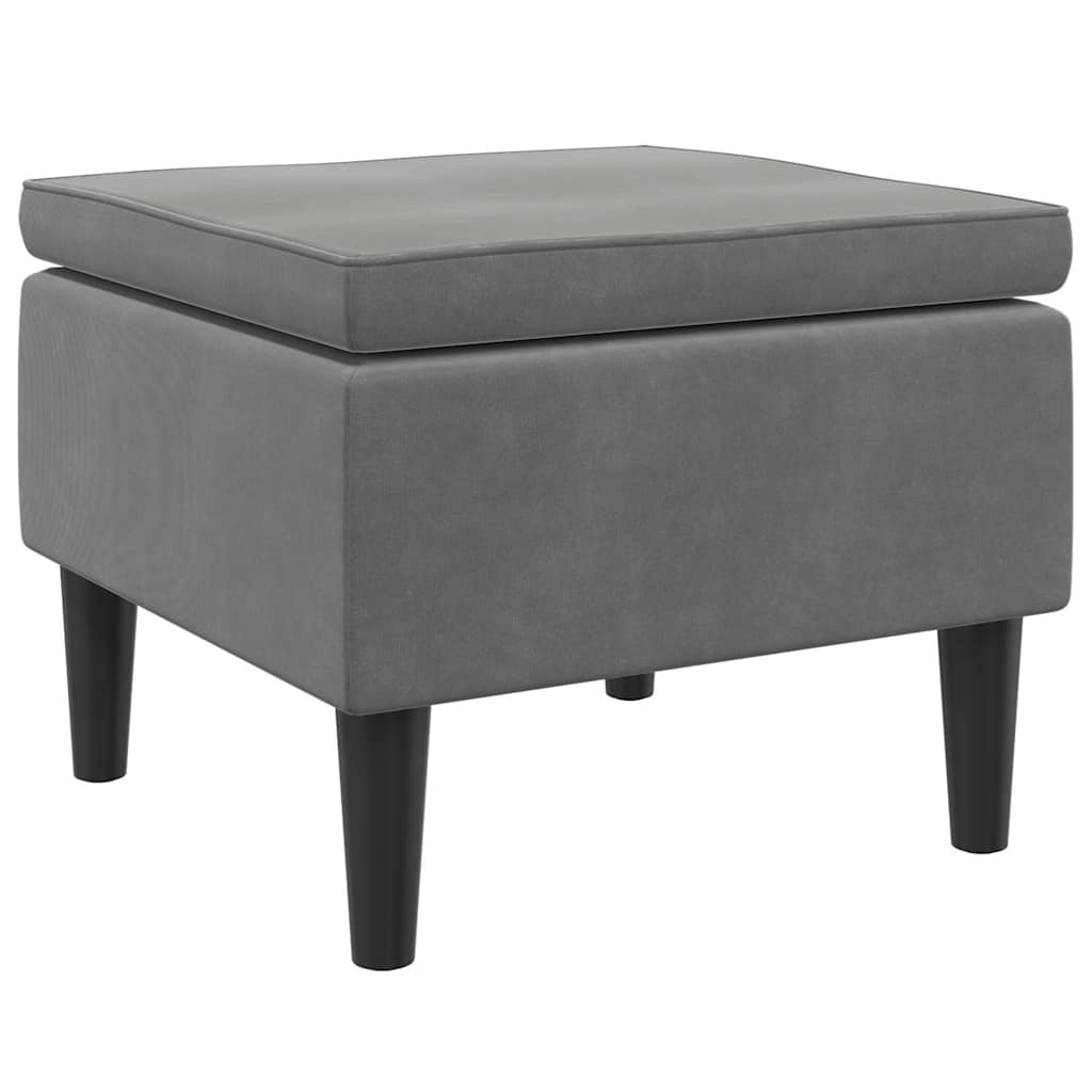 Hocker mit Holzbeinen Dunkelgrau Samt