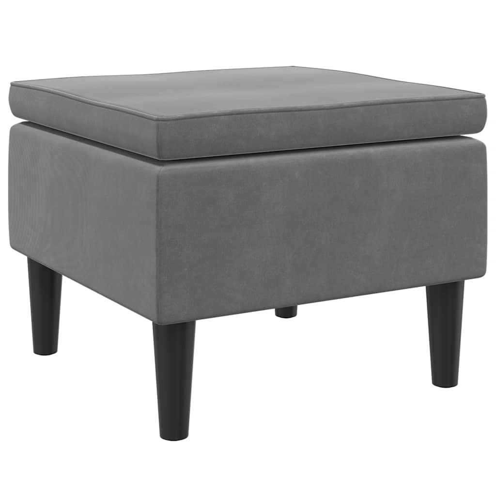 Hocker mit Holzbeinen Dunkelgrau Samt