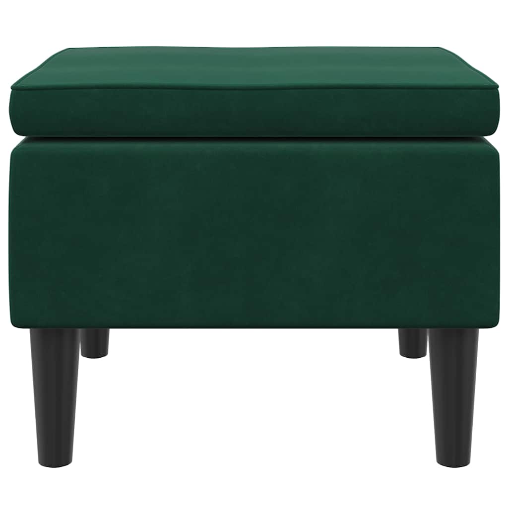 Hocker mit Holzbeinen Dunkelgrün Samt