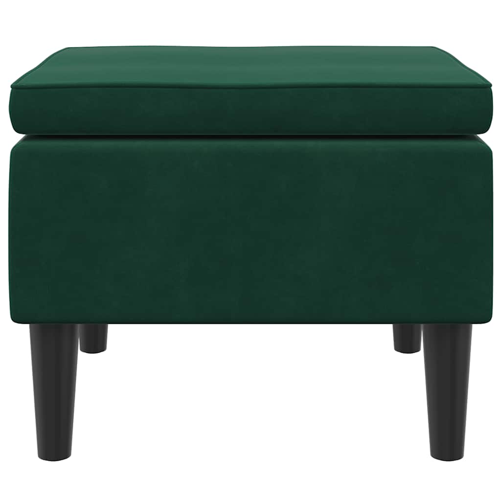 Hocker mit Holzbeinen Dunkelgrün Samt