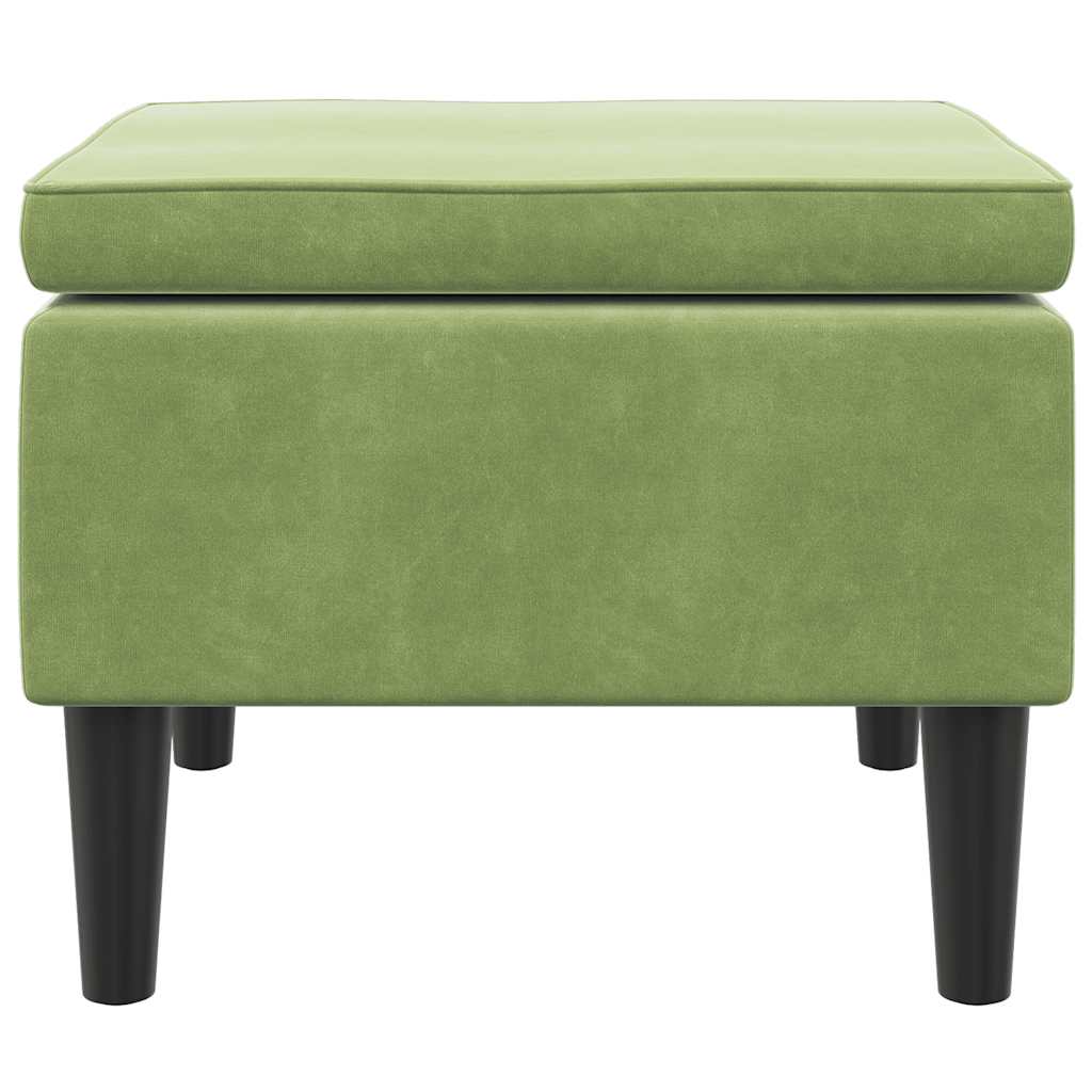 Hocker mit Holzbeinen Hellgrün Samt