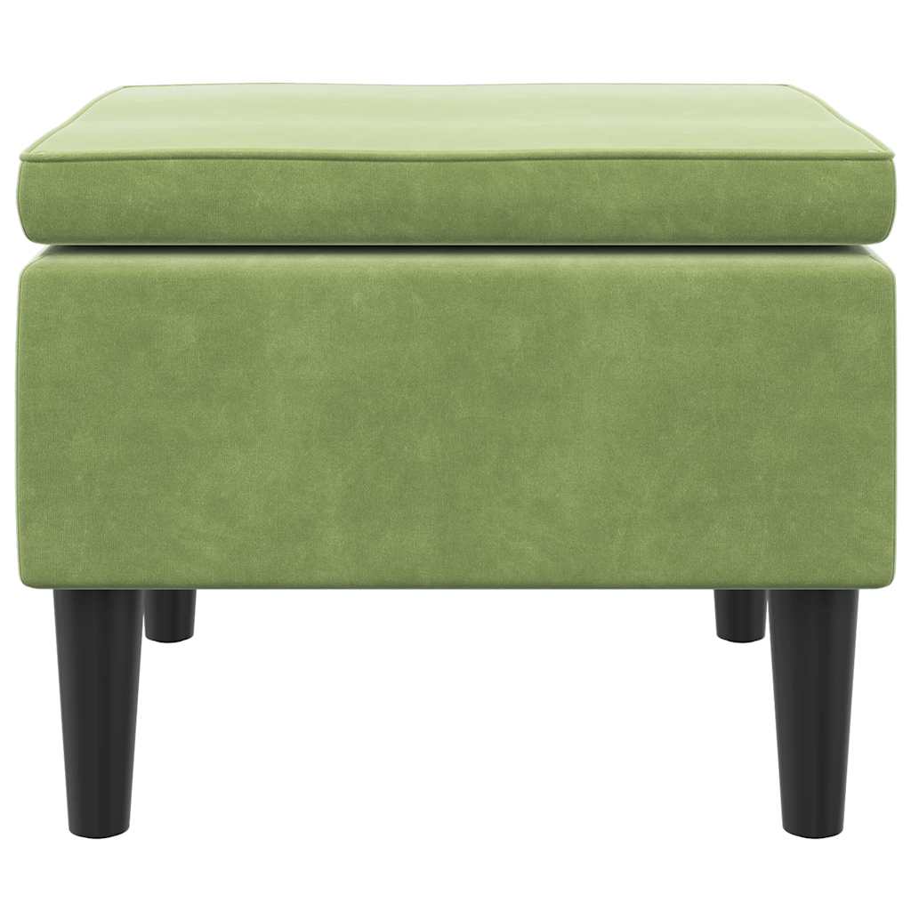 Hocker mit Holzbeinen Hellgrün Samt