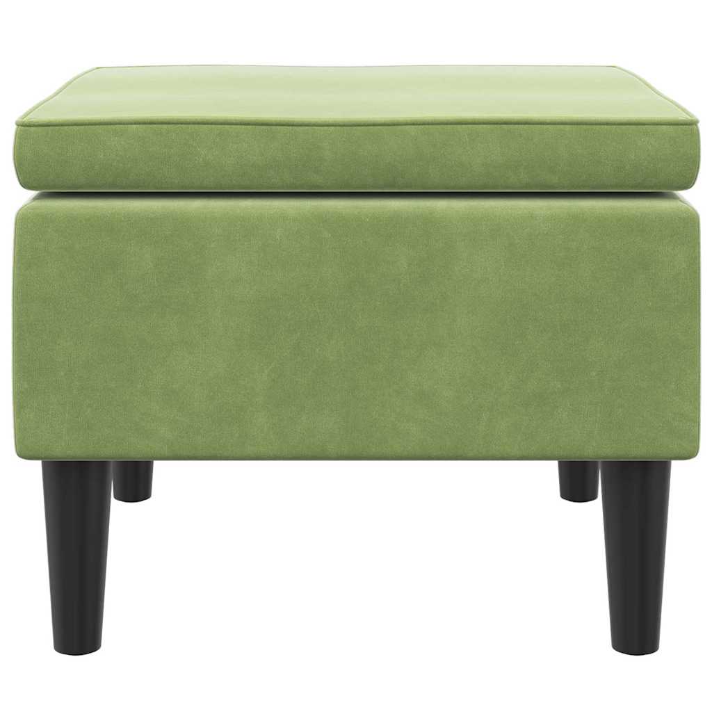 Hocker mit Holzbeinen Hellgrün Samt