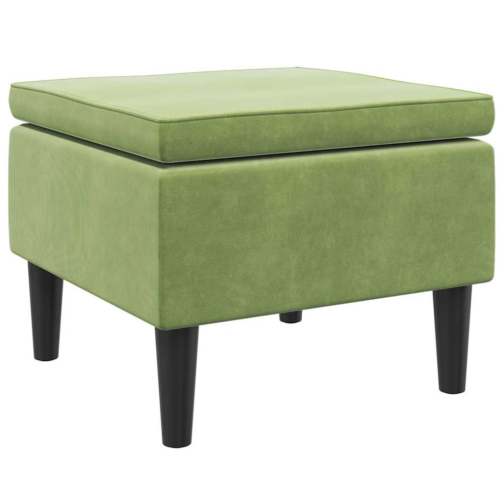 Hocker mit Holzbeinen Hellgrün Samt