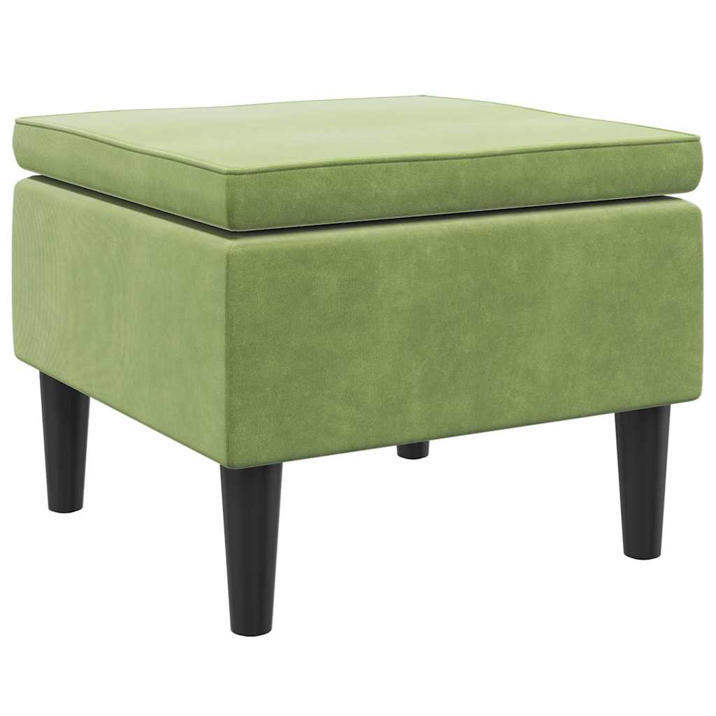 Hocker mit Holzbeinen Hellgrün Samt