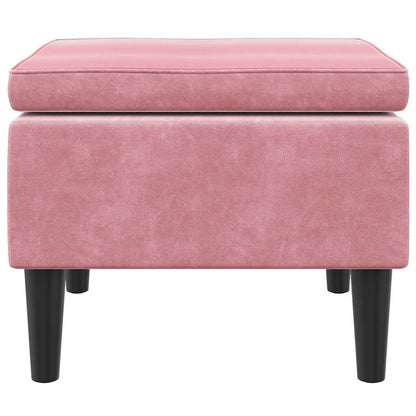 Hocker mit Holzbeinen Rosa Samt
