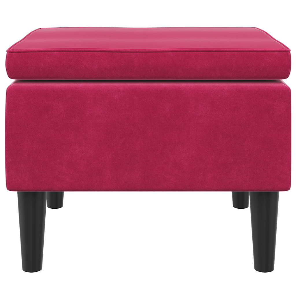 Hocker mit Holzbeinen Weinrot Samt