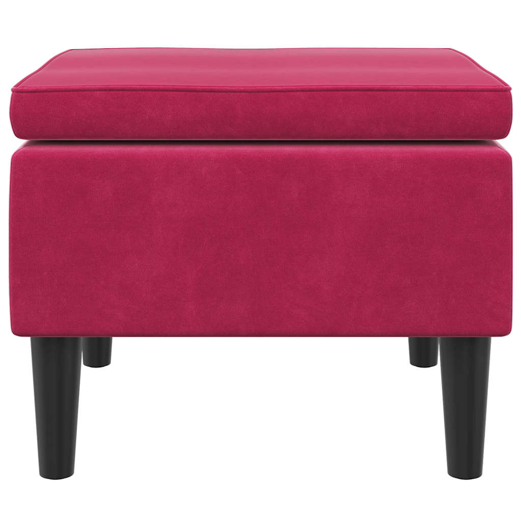 Hocker mit Holzbeinen Weinrot Samt