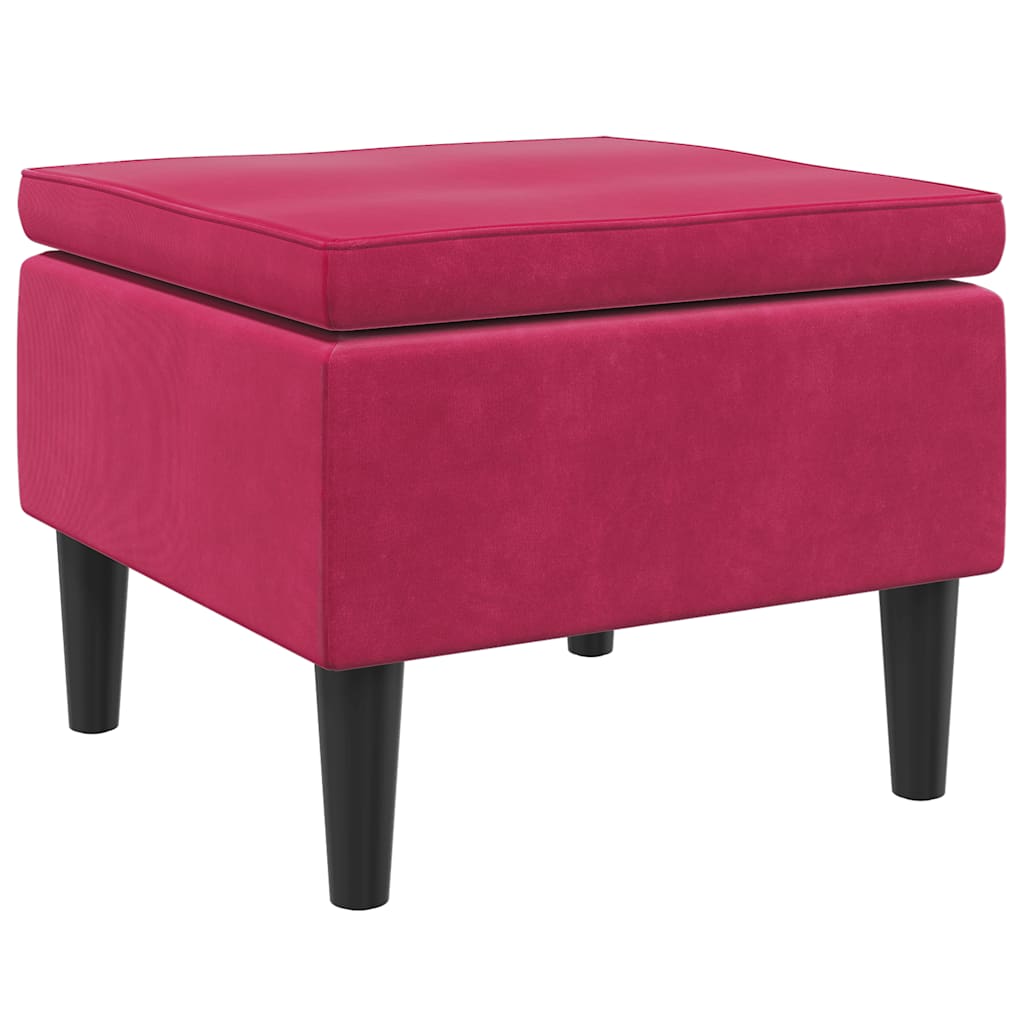 Hocker mit Holzbeinen Weinrot Samt