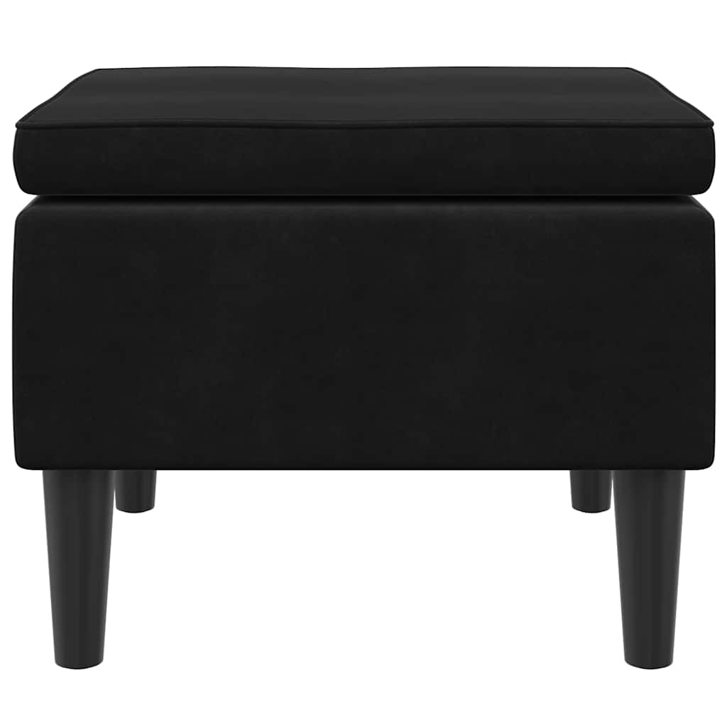 Hocker mit Holzbeinen Schwarz Samt