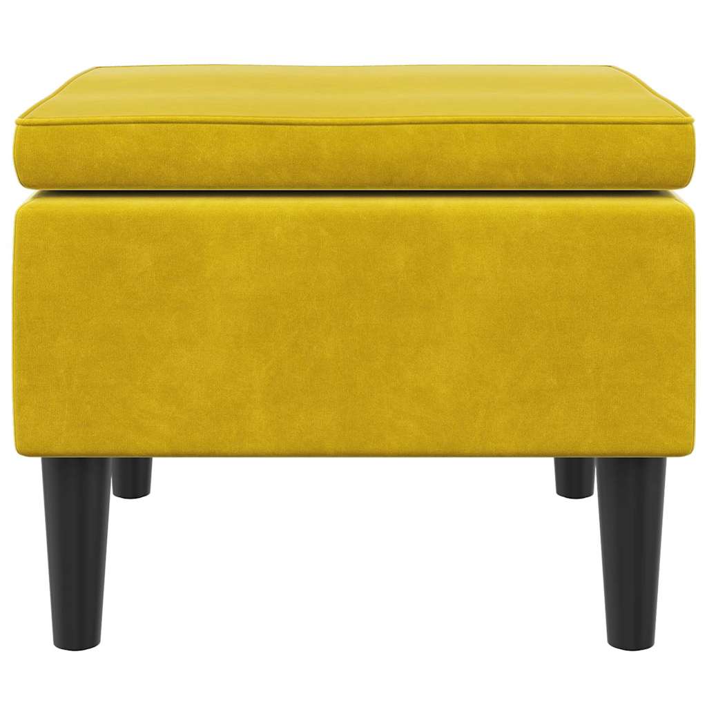 Hocker mit Holzbeinen Gelb Samt