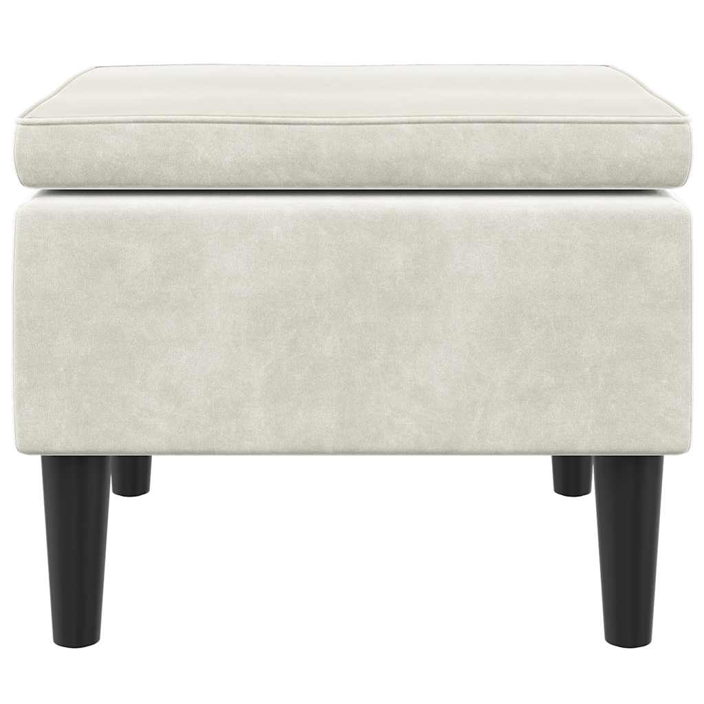 Hocker mit Holzbeinen Cremefarbener Samt