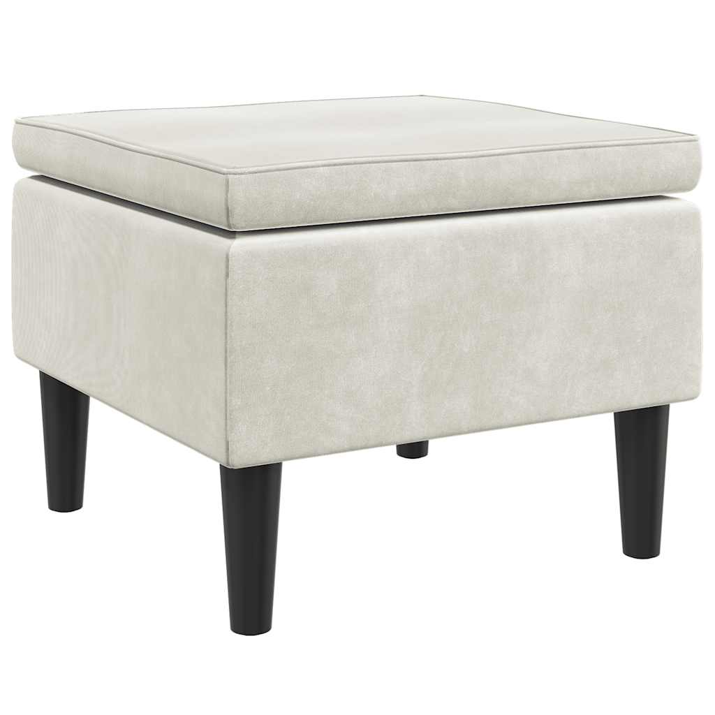 Hocker mit Holzbeinen Cremefarbener Samt
