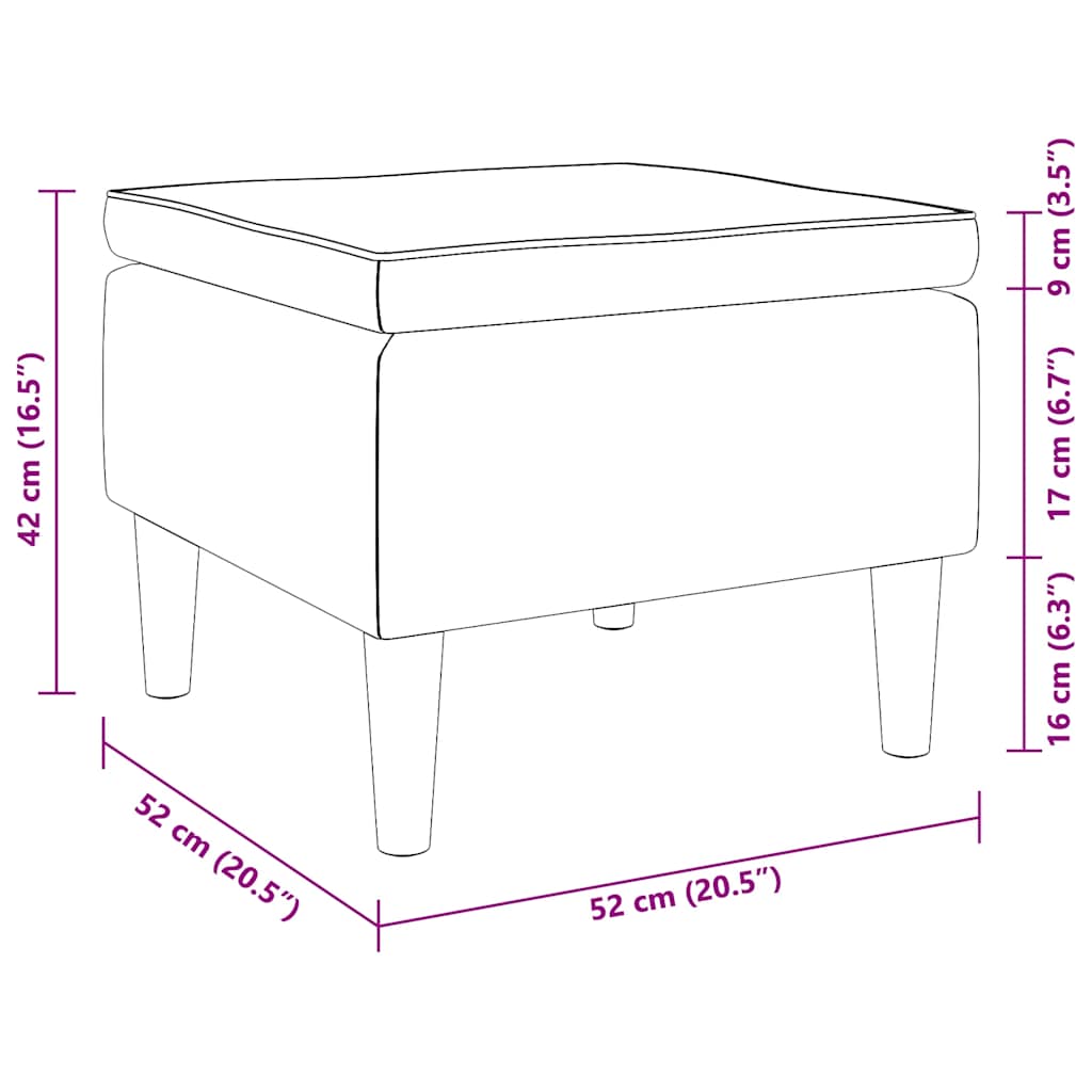 Hocker mit Holzbeinen Cremefarbener Samt