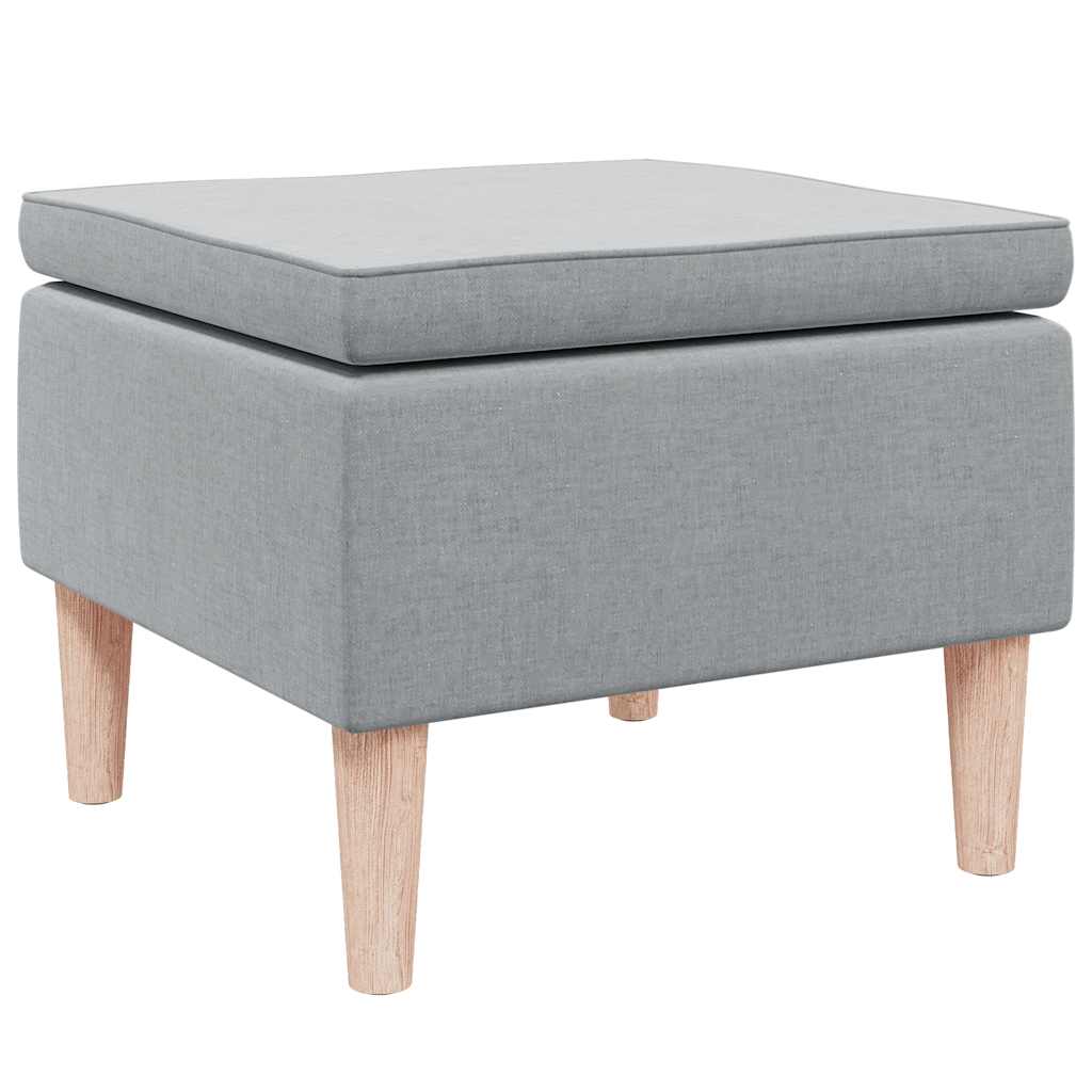 Hocker mit Holzbeinen Hellgrau Stoff