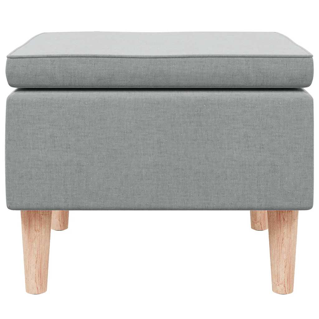 Hocker mit Holzbeinen Hellgrau Stoff