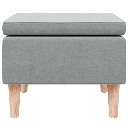 Hocker mit Holzbeinen Hellgrau Stoff