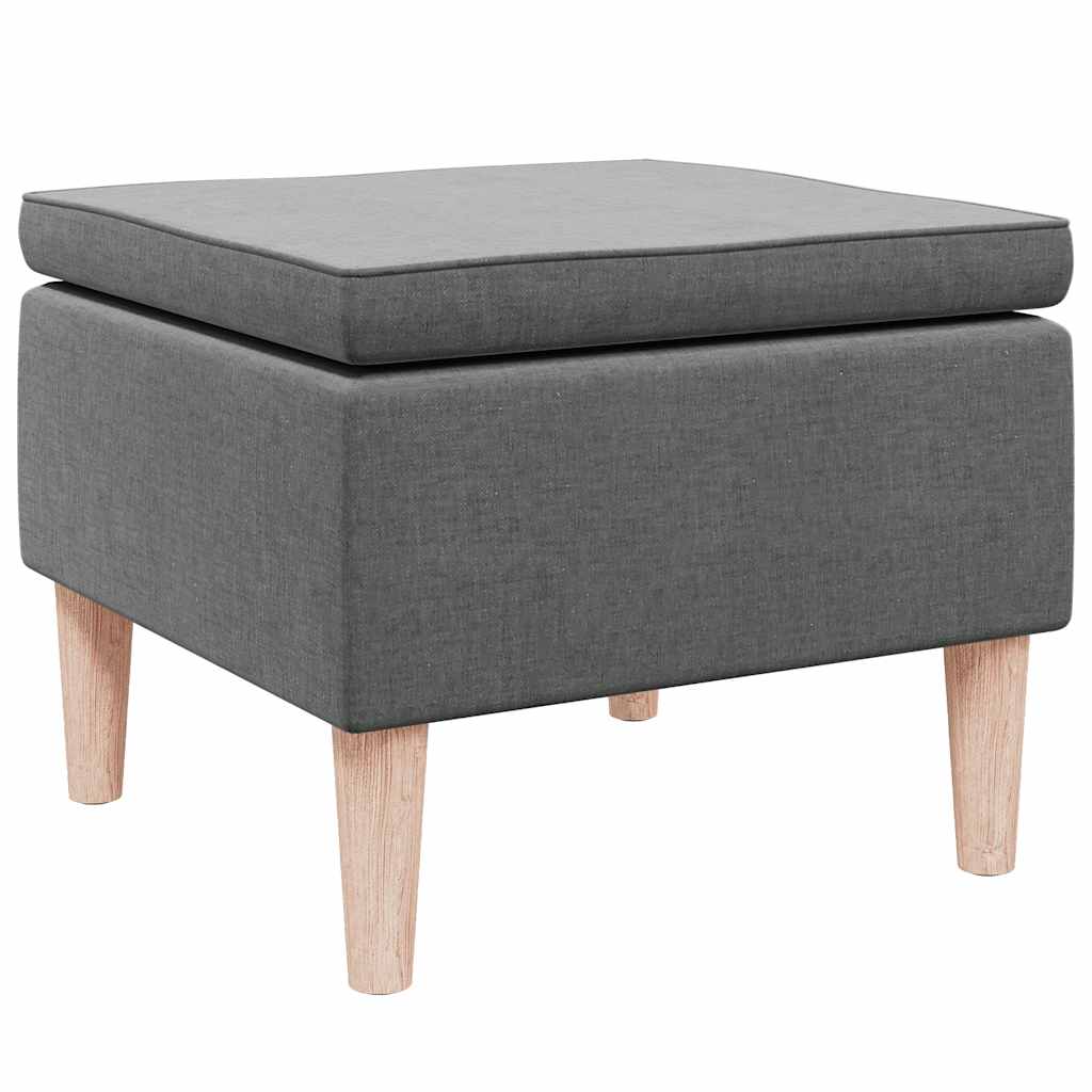 Hocker mit Holzbeinen Dunkelgrau Stoff