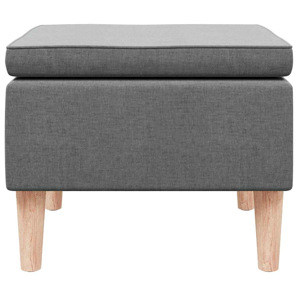 Hocker mit Holzbeinen Dunkelgrau Stoff