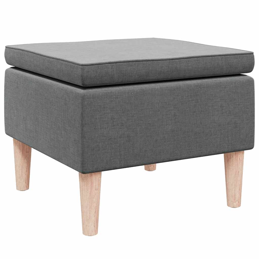 Hocker mit Holzbeinen Dunkelgrau Stoff