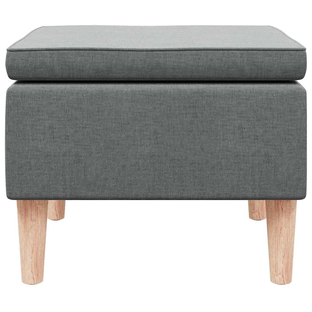 Hocker mit Holzbeinen Dunkelgrau Stoff