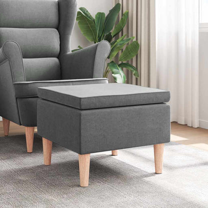 Hocker mit Holzbeinen Dunkelgrau Stoff