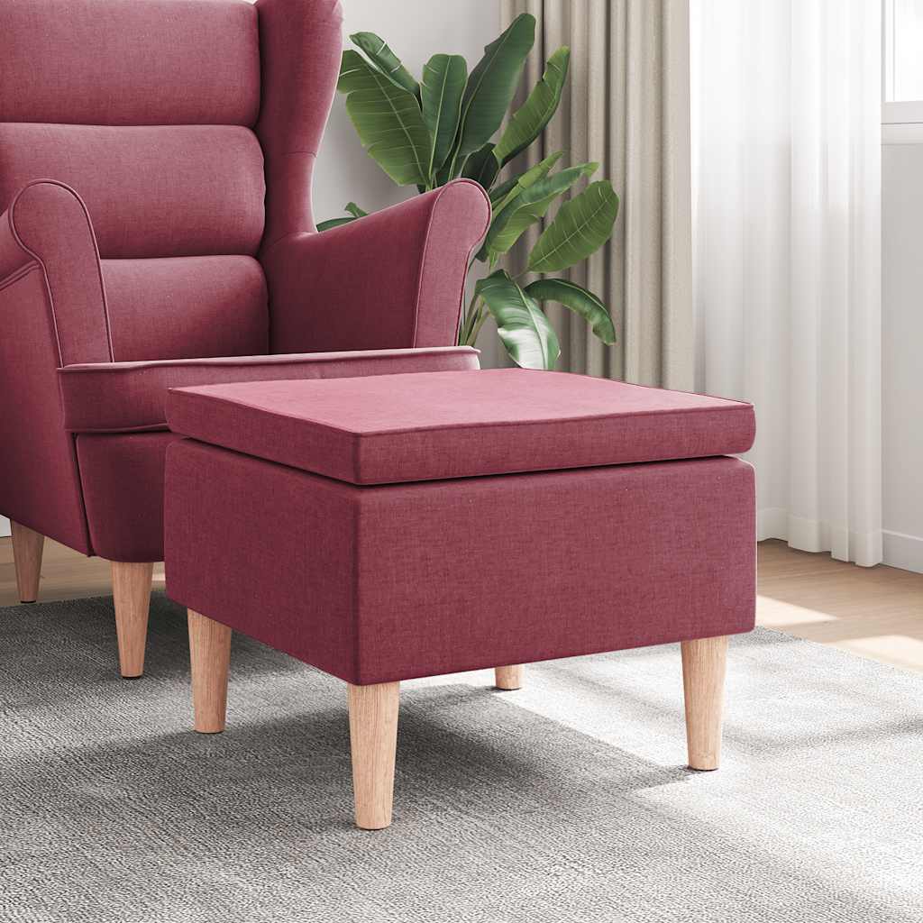 Hocker mit Holzbeinen Weinrot Stoff
