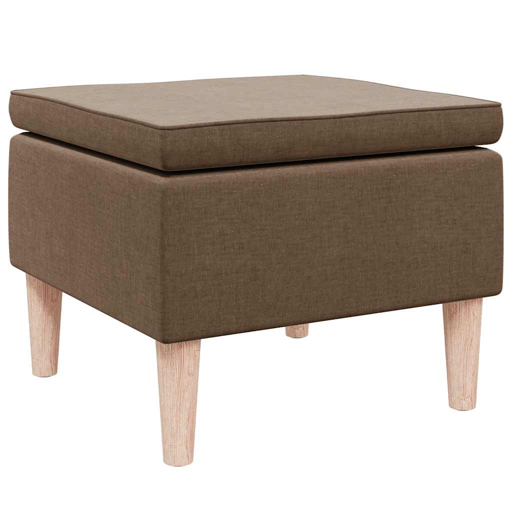 Hocker mit Holzbeinen Braun Stoff