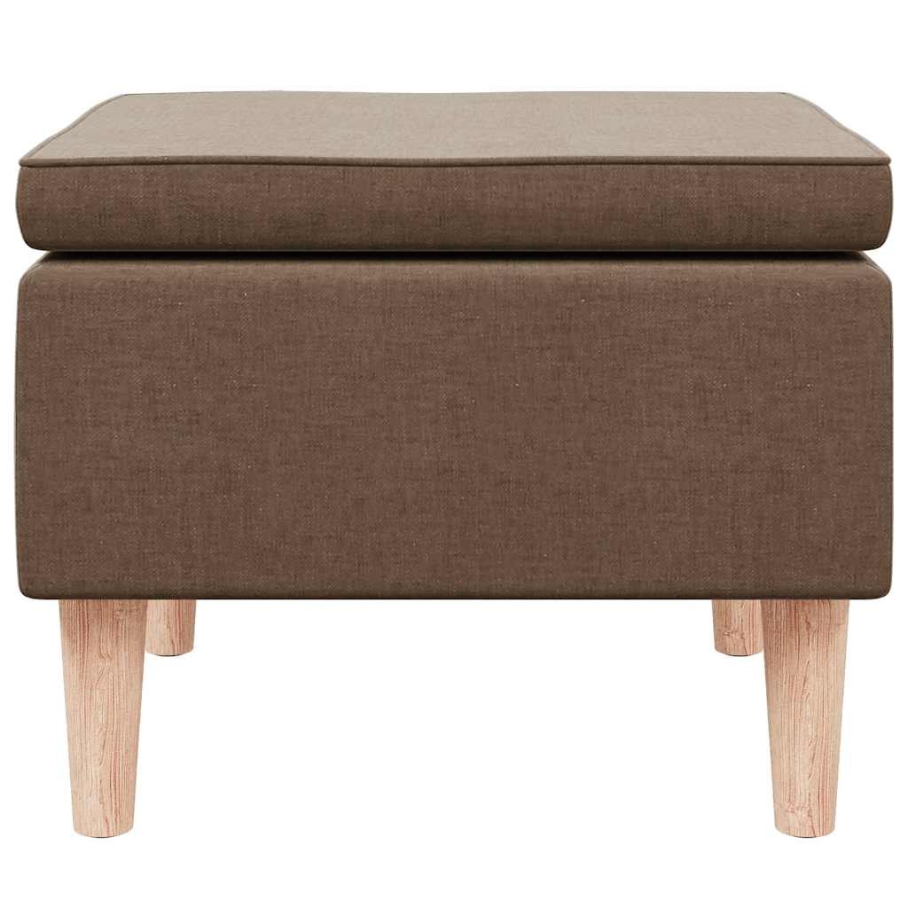 Hocker mit Holzbeinen Braun Stoff