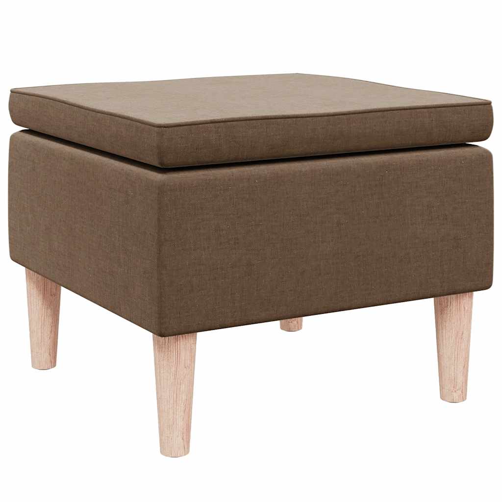 Hocker mit Holzbeinen Braun Stoff