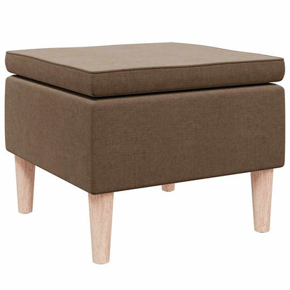 Hocker mit Holzbeinen Braun Stoff